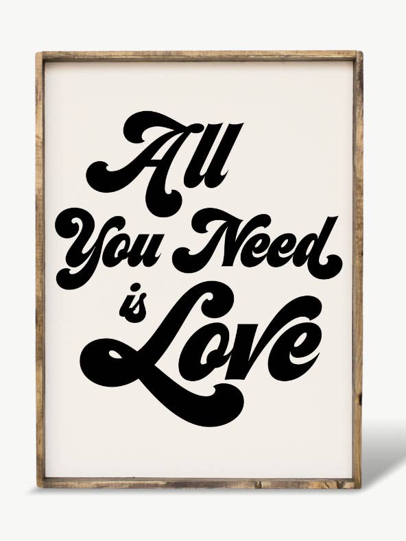 All You Need Is Love Framed Print Love Quote Wall Art for wholesale by Williamraedesigns