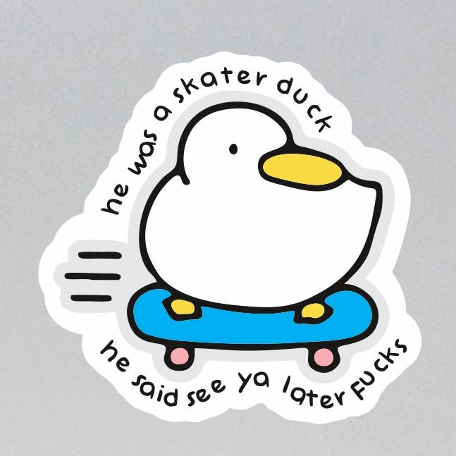 Skater Duck Sticker for wholesale by Lunch Box Stickers