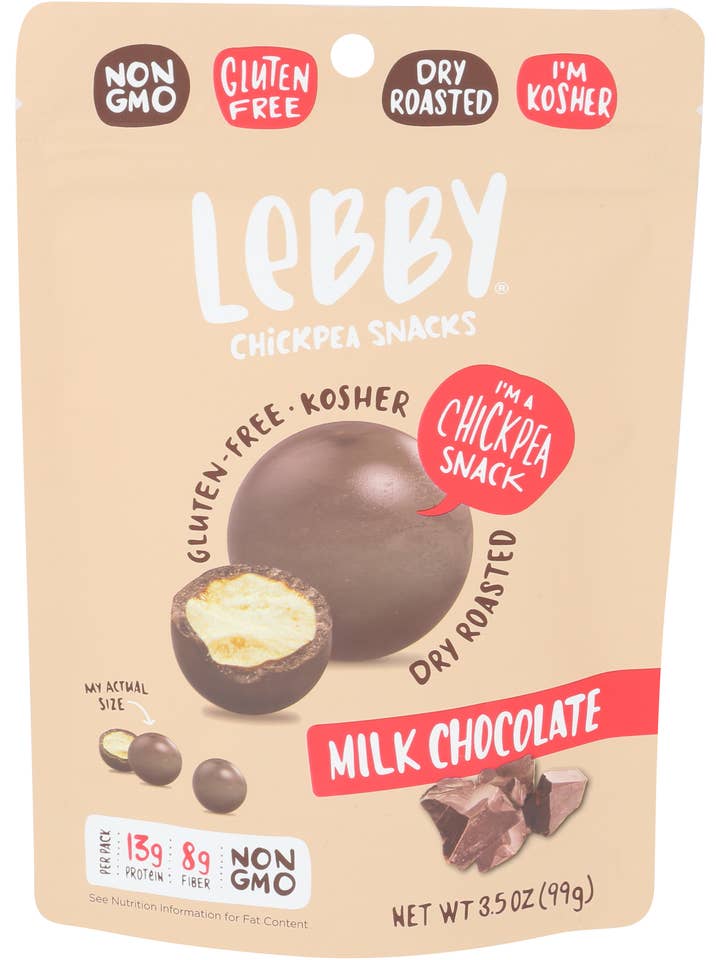 Lebby Milk Chocolate Chickpeas 3.5oz for wholesale by Lebby Snacks