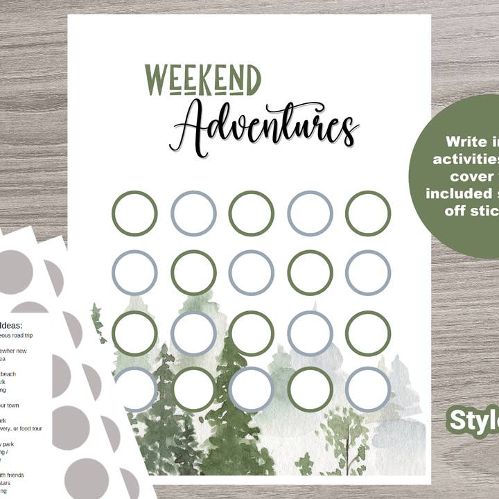 Scratch OFF Chart - Weekend Adventures | 3 Options for wholesale by Scratch Away
