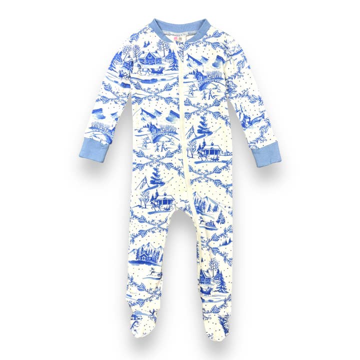 Full Zip Footed Pajama -Sleighride for wholesale by Pink Elephant Brands