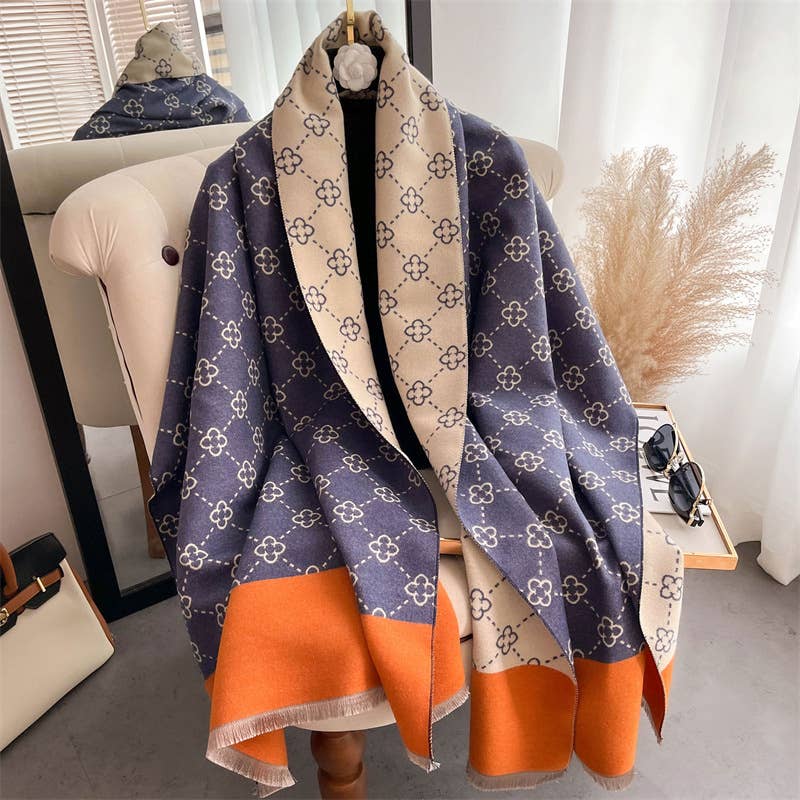 Little Trendy - Wholesale Scarf - Women's - Women's Warm Long Scarf Imitate Cashmere Flower Shawl 3