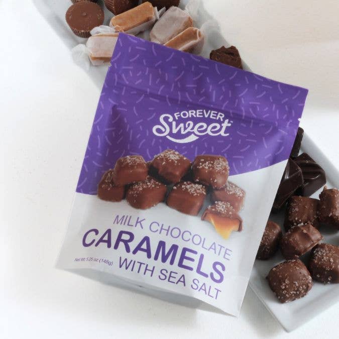 Coblentz Chocolate Company - Wholesale Chocolate Covered Sweets - Forever Sweet Milk Caramel with Sea Salt  5.25 oz Pouch Bag1