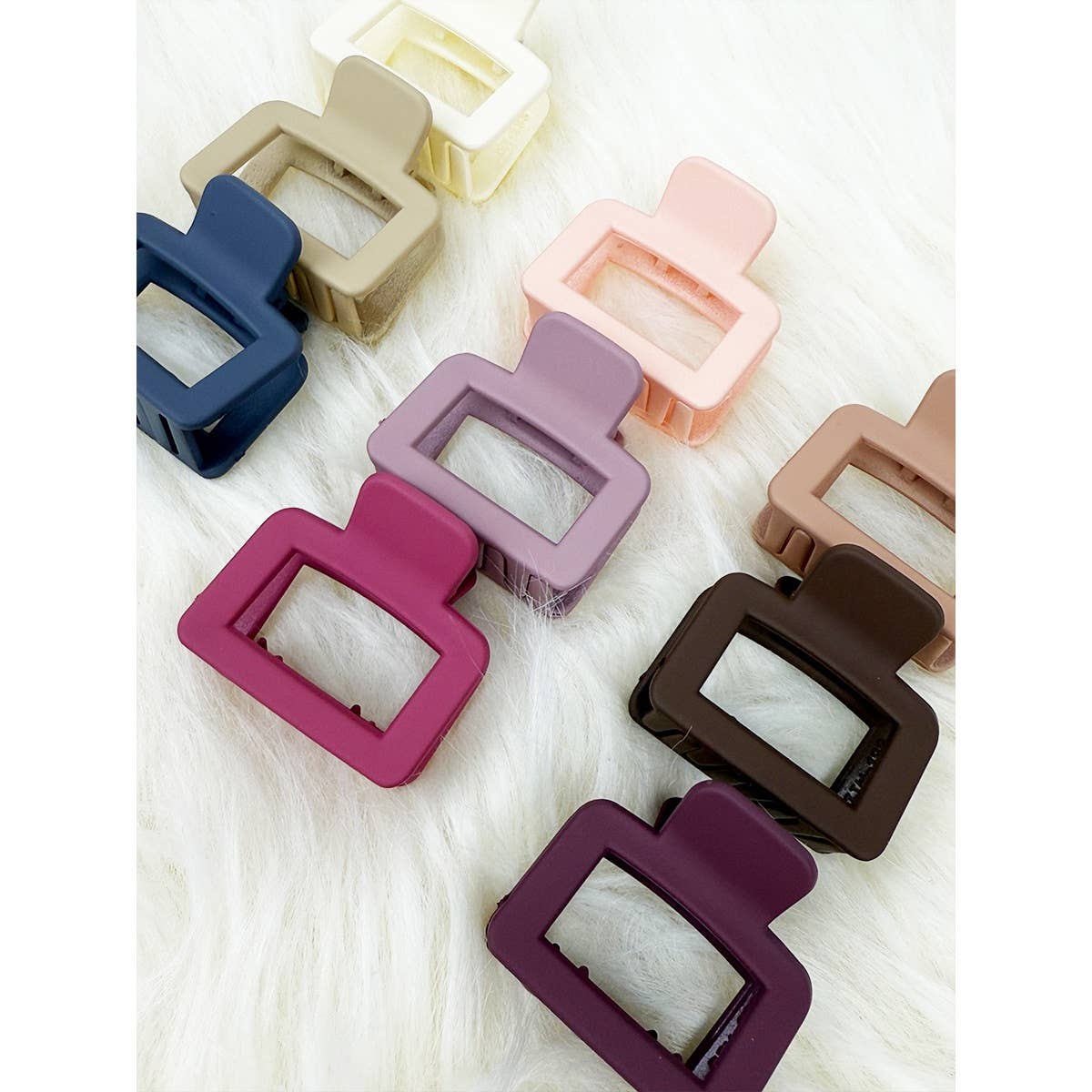 MIX COLOR Mini Rectangle Hair Claw Set for wholesale on Faire3