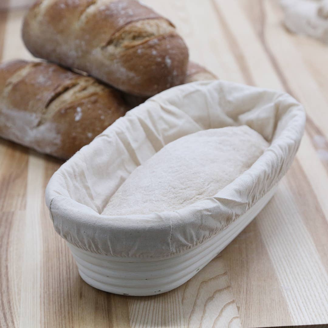 Breadtopia - Wholesale Bread Pan - Oblong Rattan Bread Proofing Basket and Liner1
