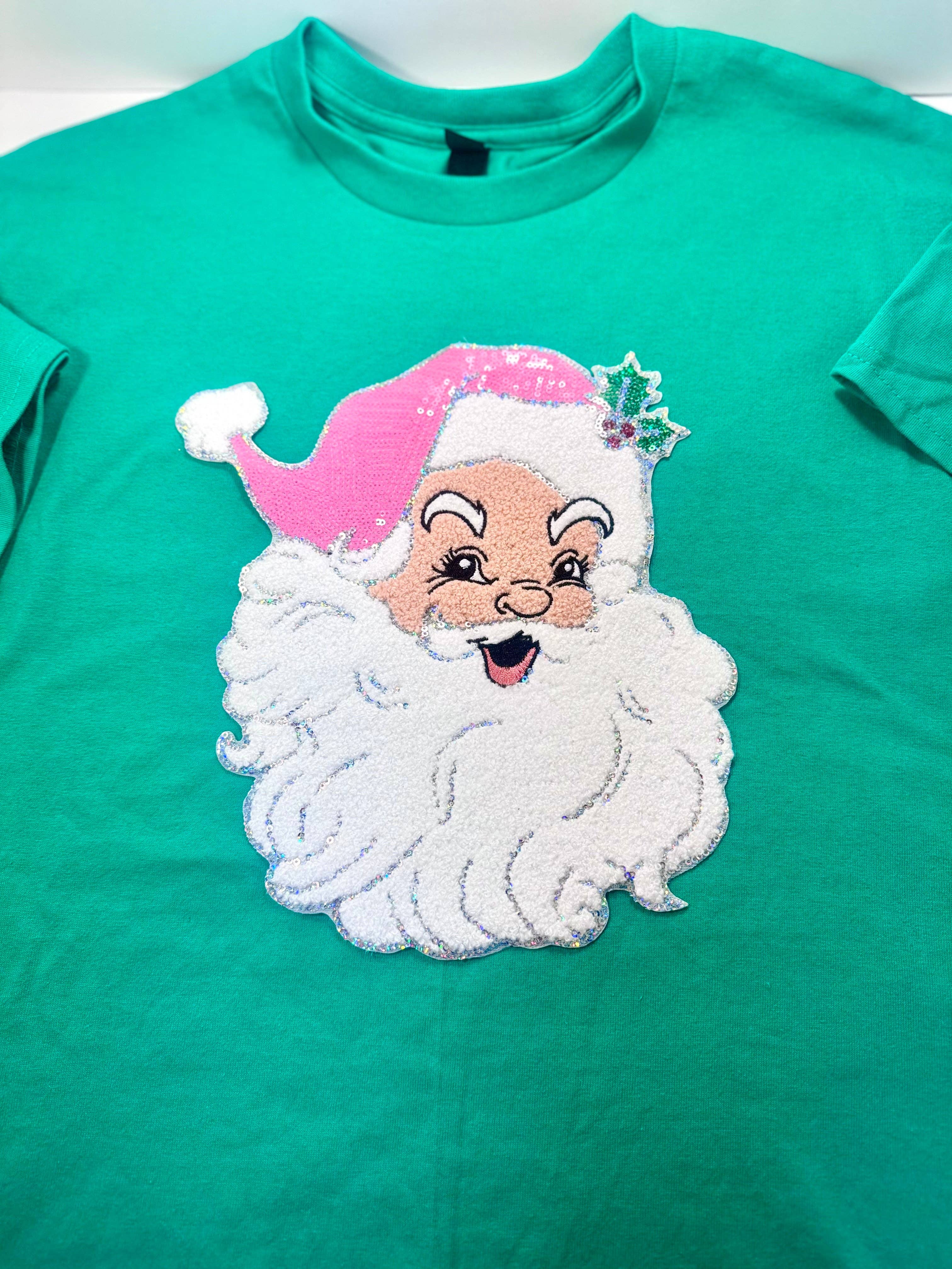 sequinandstiches - Wholesale Patch - Pink Sequin Santa Patch, 11 inch patch, Christmas Patch, Iron On Patch, Holiday Patch, DIY Patch, Sweatshirt Patch1