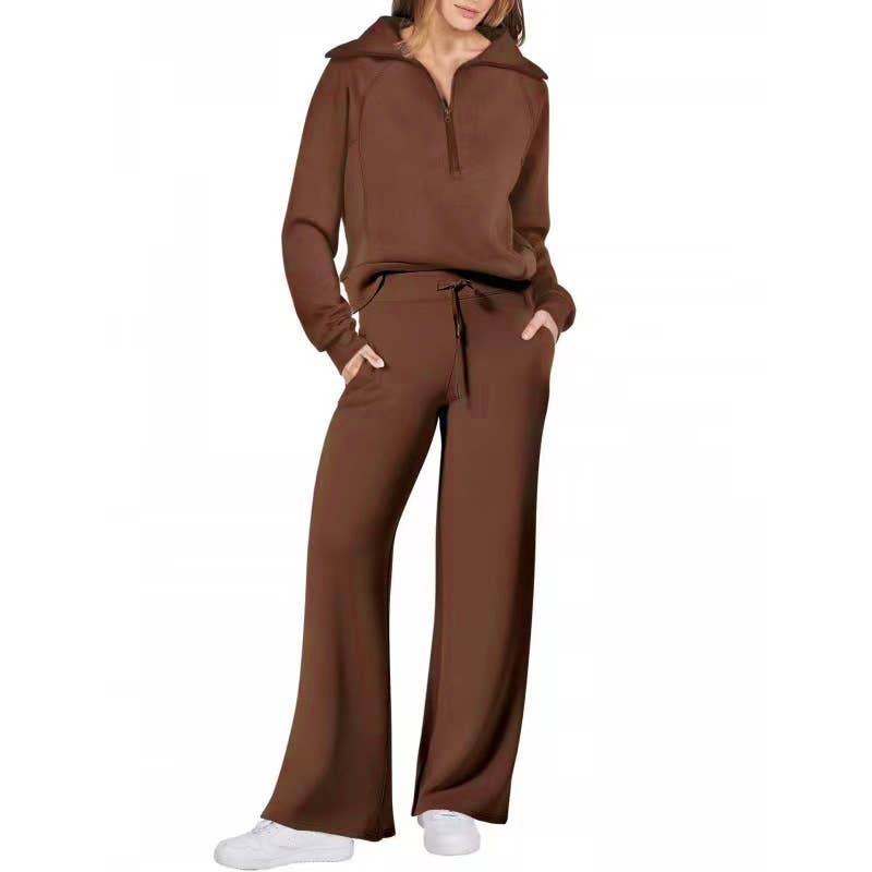 Rosa Clothing - Wholesale Top & Pant Set (NOT Loungewear) - Women's - Oversized Half zip Sweatshirt & Pants 2 Piece Tracksuit12