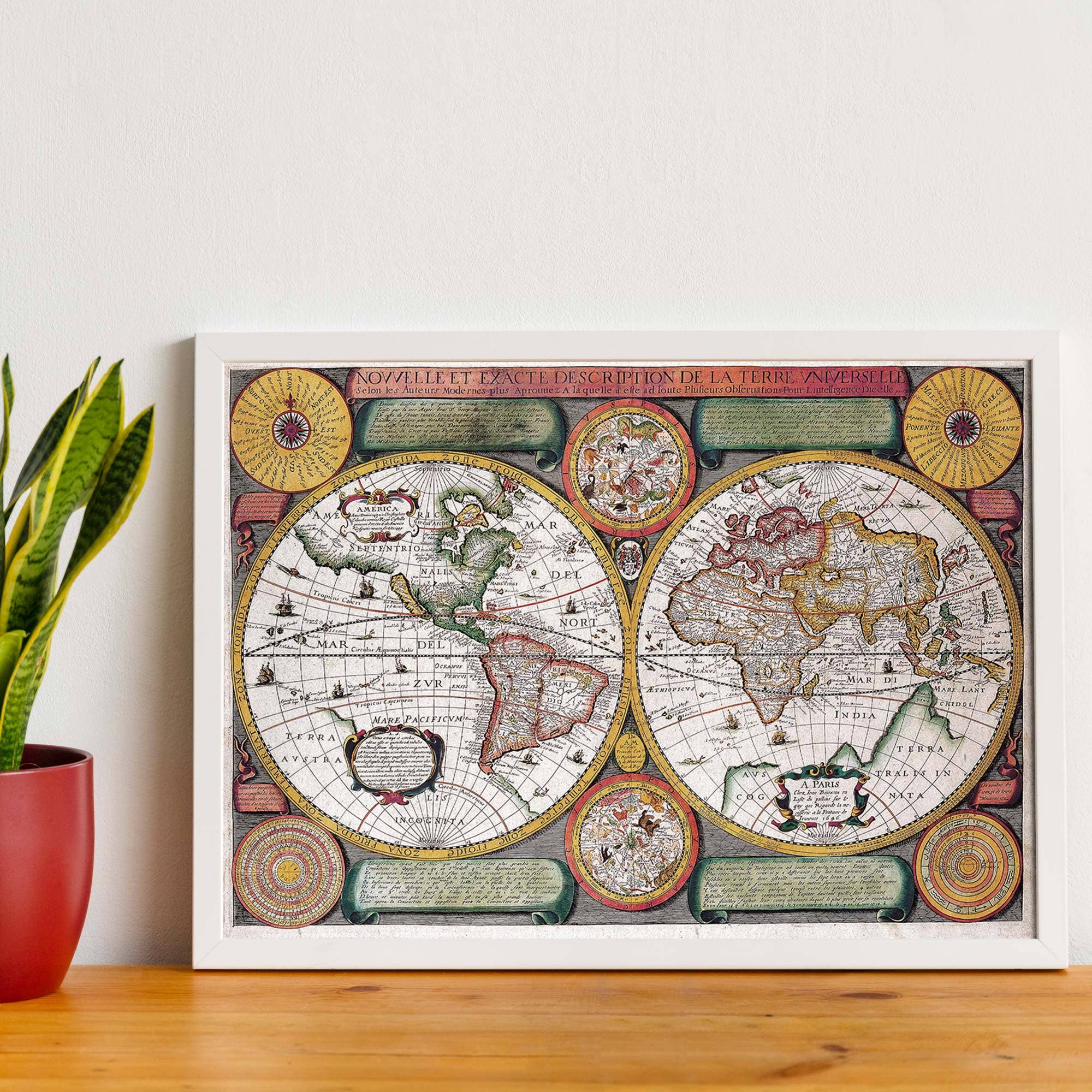 Ink & Drop – Engroshandel Kort – Vintage kort over verden med begge Hempispheres2