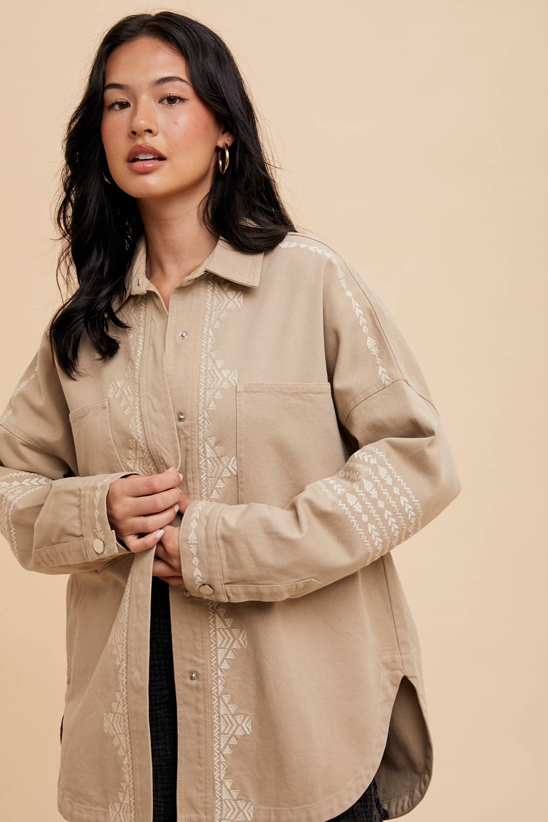 In Loom - Wholesale Shirt Jacket/Shacket - Women's - EMBROIDERED UTILITY SHACKET3