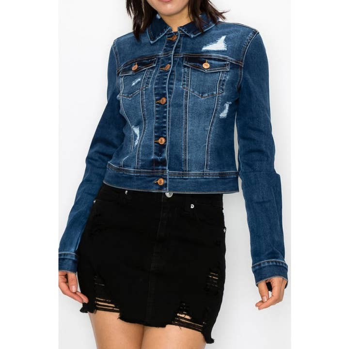 Giacca in denim Destructed per la vendita all'ingrosso da parte di Style Up