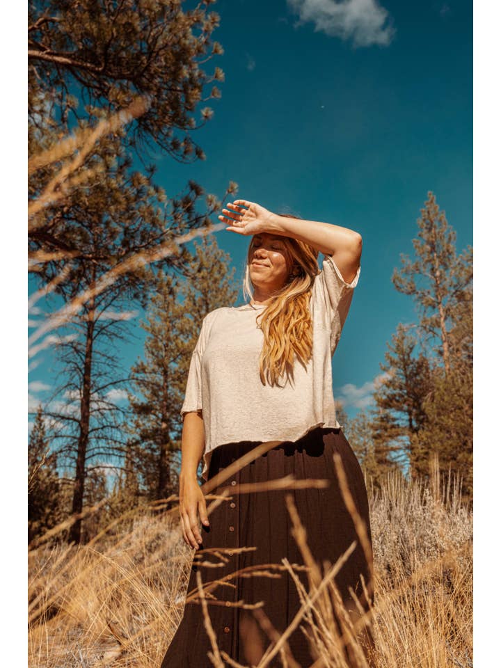 Chanvre non blanchi T-shirt CROP en coton biologique Hemp Blank Eco Unisexe TOP en vente sur Faire2