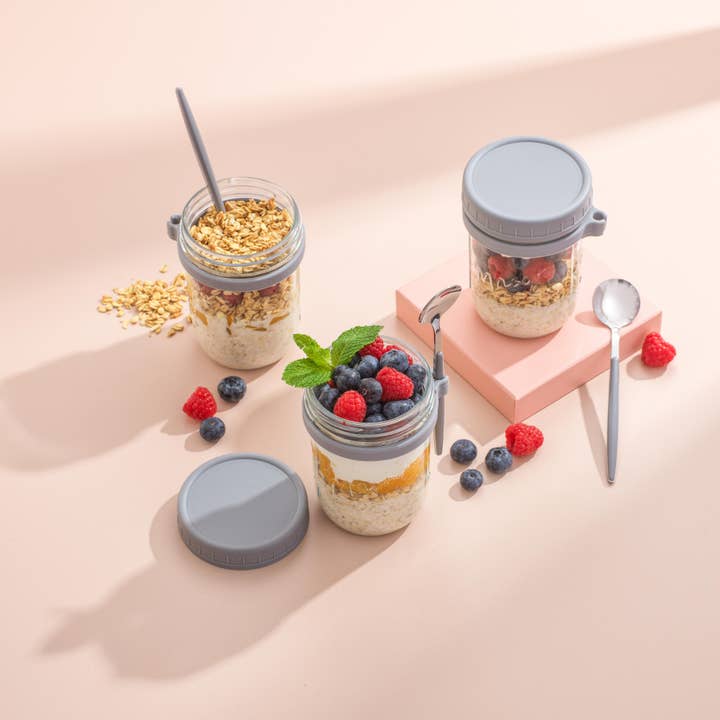 JoyJolt - Wholesale Food Storage Container - Dawn Overnight Oats Glass Containers - Set of 34
