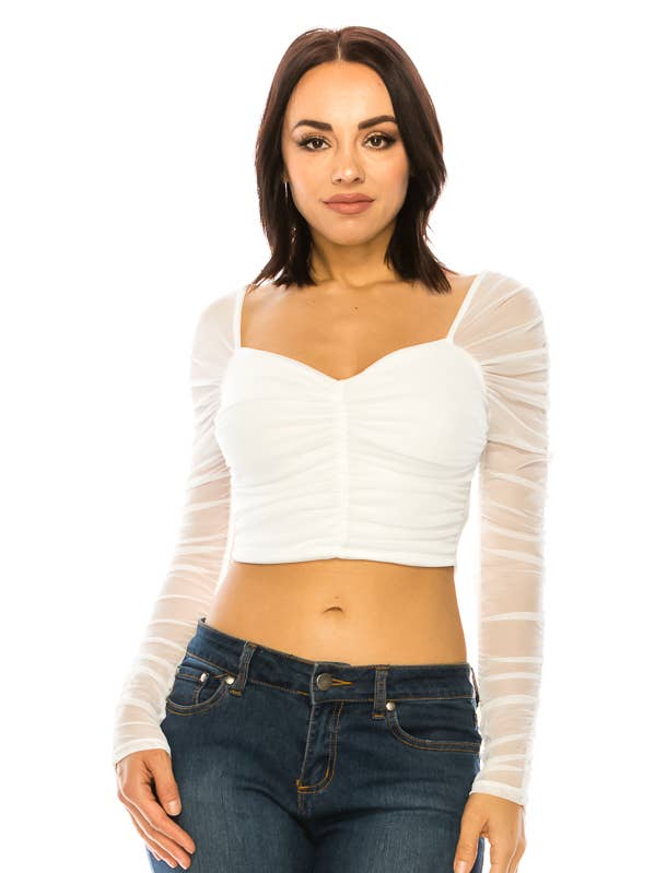 T4216-RUCHED MESH TOP for wholesale by A3 Design USA