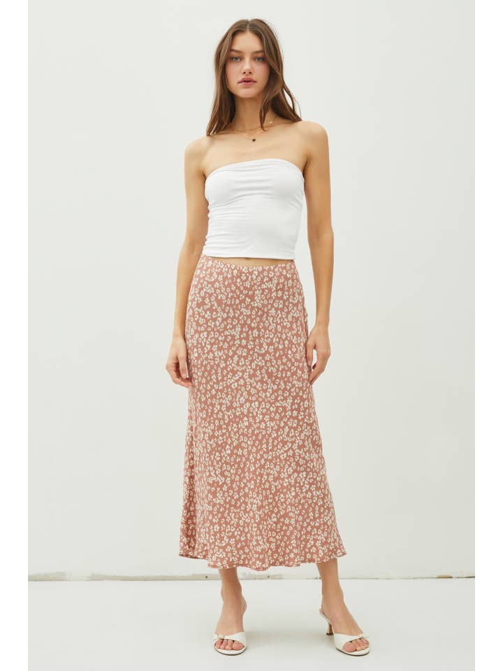 Be Cool - Wholesale Skirt - Women's - FLORAL PRINTED MIDI SKIRT