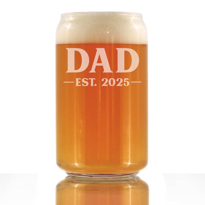 bevvee – wholesale Beer glass/mug – New Dad 2025 - Bold - Beer Can Pint Glass - Engraved