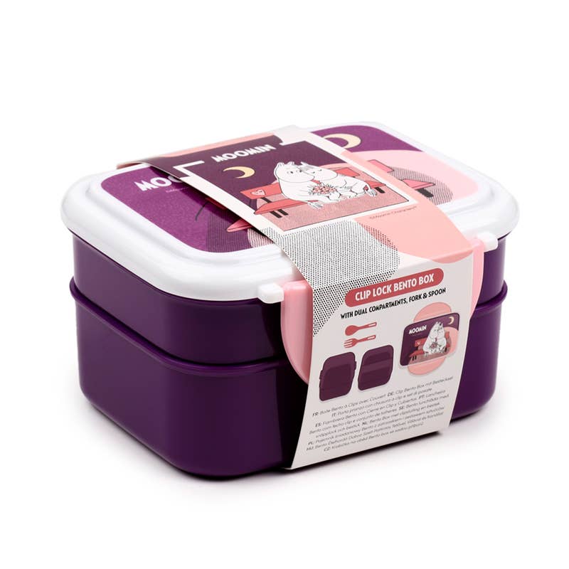 Puckator EU – Großhandel Lunchbox/-tasche – Moomin Bento-Lunchbox mit Clip Lock, gestapelt, mit Besteck2