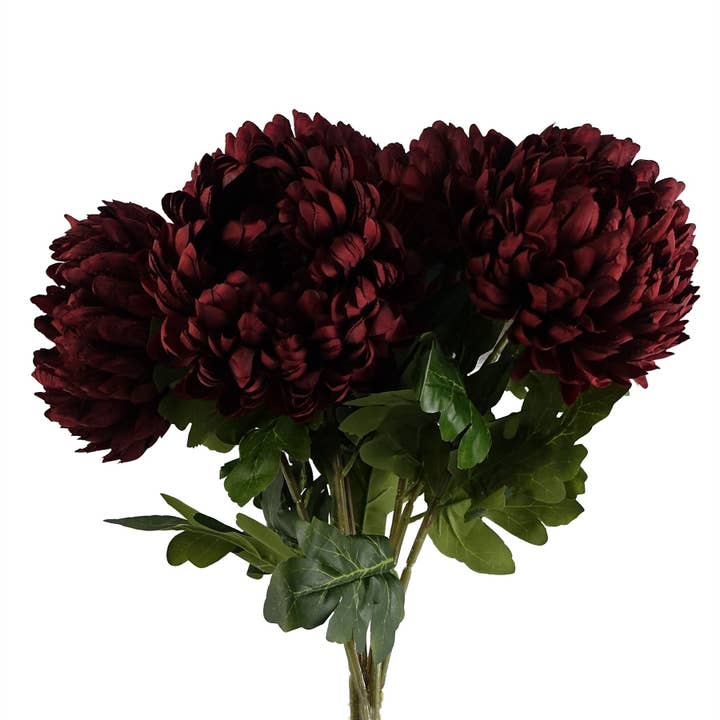 Leaf Design UK LTD - Wholesale Artificial Flowers - Pack 6x Artificial Flowers Large Chrysanthemum Red 75cm