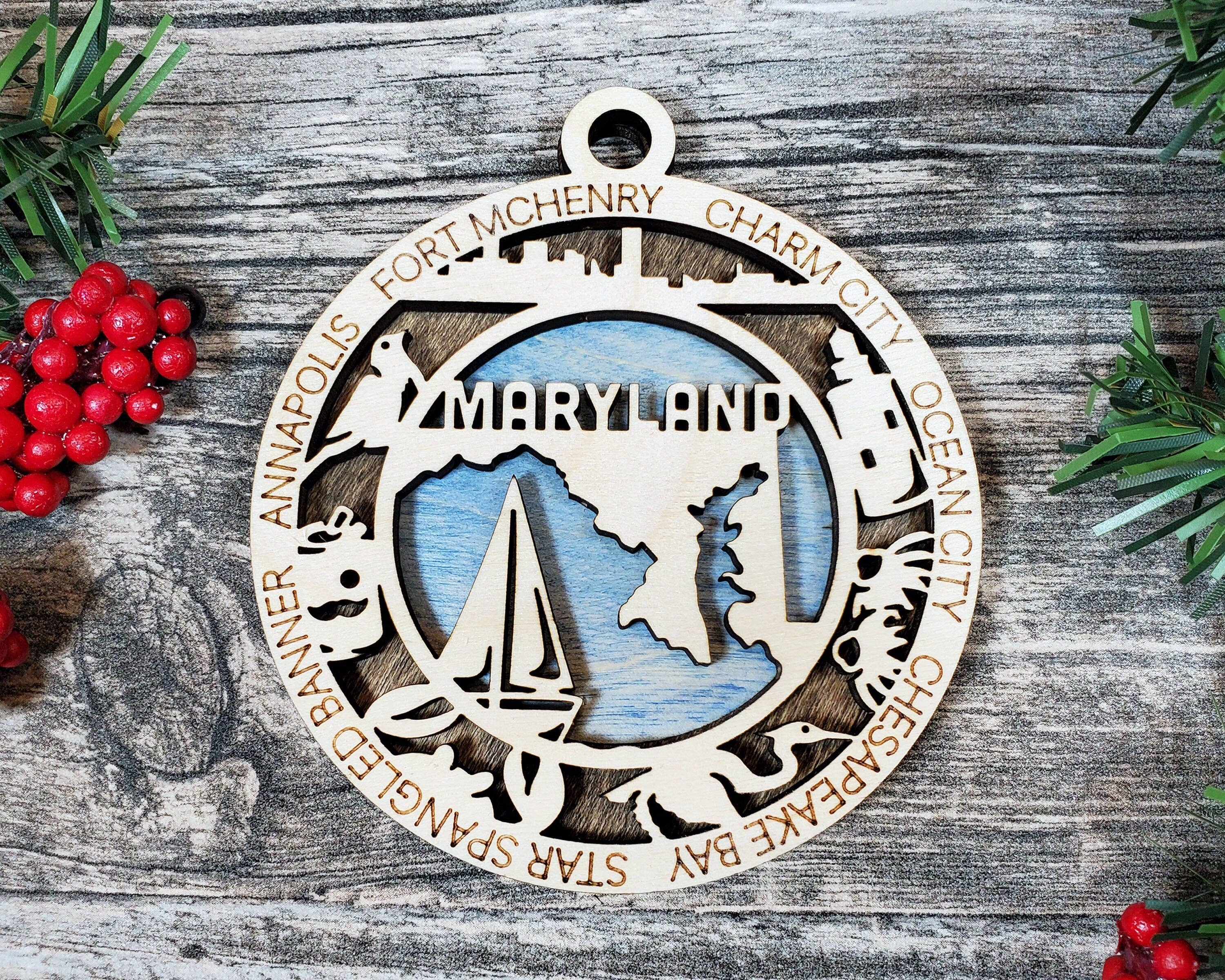 Creekside Cottage Designs - Wholesale Ornament - State Ornament - Wood USA Ornament - Christmas Ornament - Maryland Ornament0