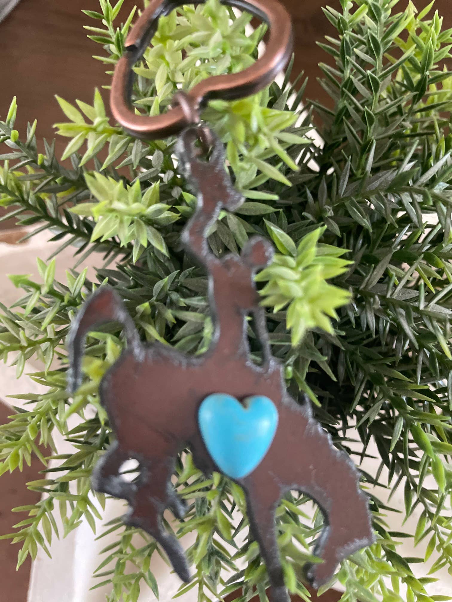 The Rustic Barn - Wholesale Keychain - Unisex - Rustic Keychain BRONC Rider with heart1