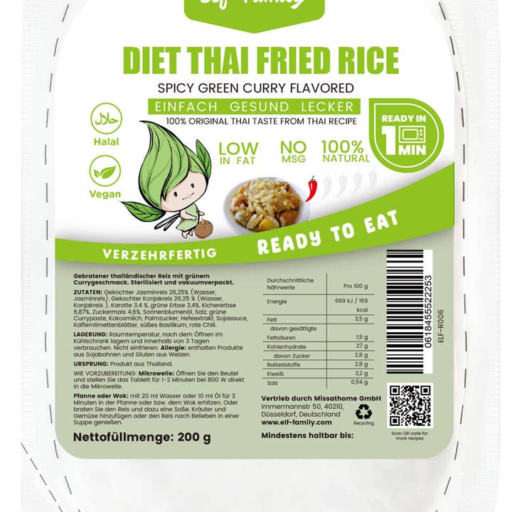 Elf-Family Reis Poke Bowl Box für 1 Monat| Thai Würziges grünes Curry Gebratener Reis von Jasminreis, Konjakreis und Gemüse for wholesale by Missathome GmbH