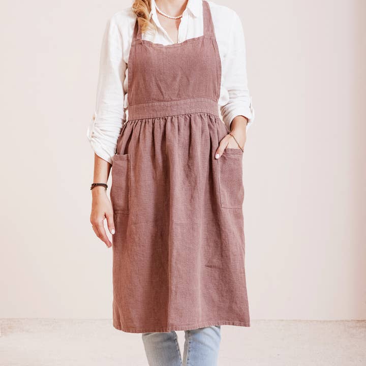 Linen pinafore apron dress in various colors and other Purchase Wholesale art aprons. Free Returns & Net 60 Terms on Faire trending on Faire.
