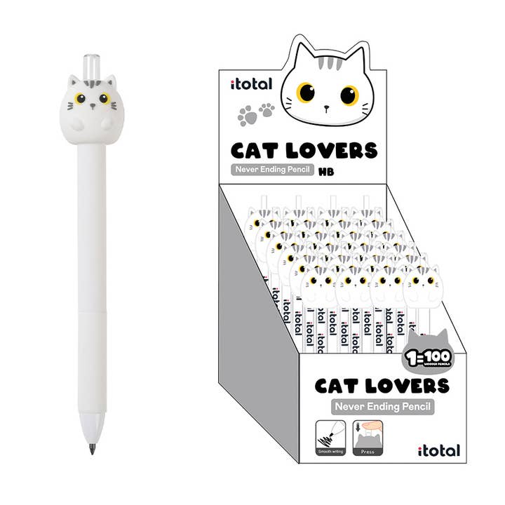 I-Total, I-Drink - Wholesale Pencil - Never Ending Pencil WHITE CAT - display 24 pcs0