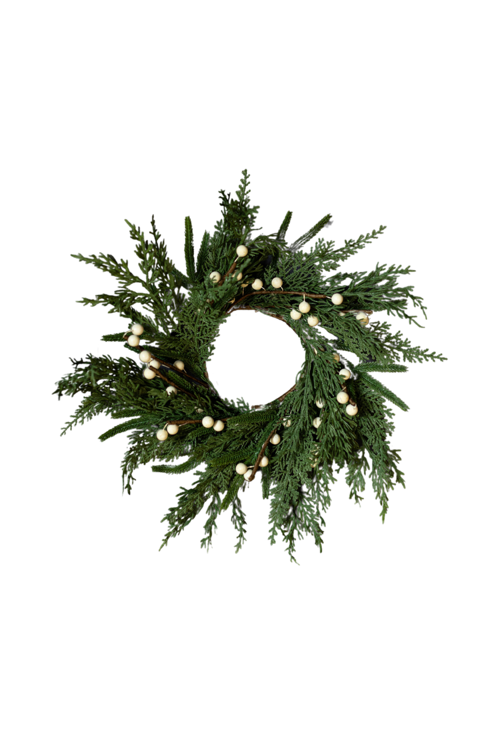 Luxe B Co - Wholesale Wreath - White Plum Berry Norfolk Cypress Real Touch Wreath - 14"2