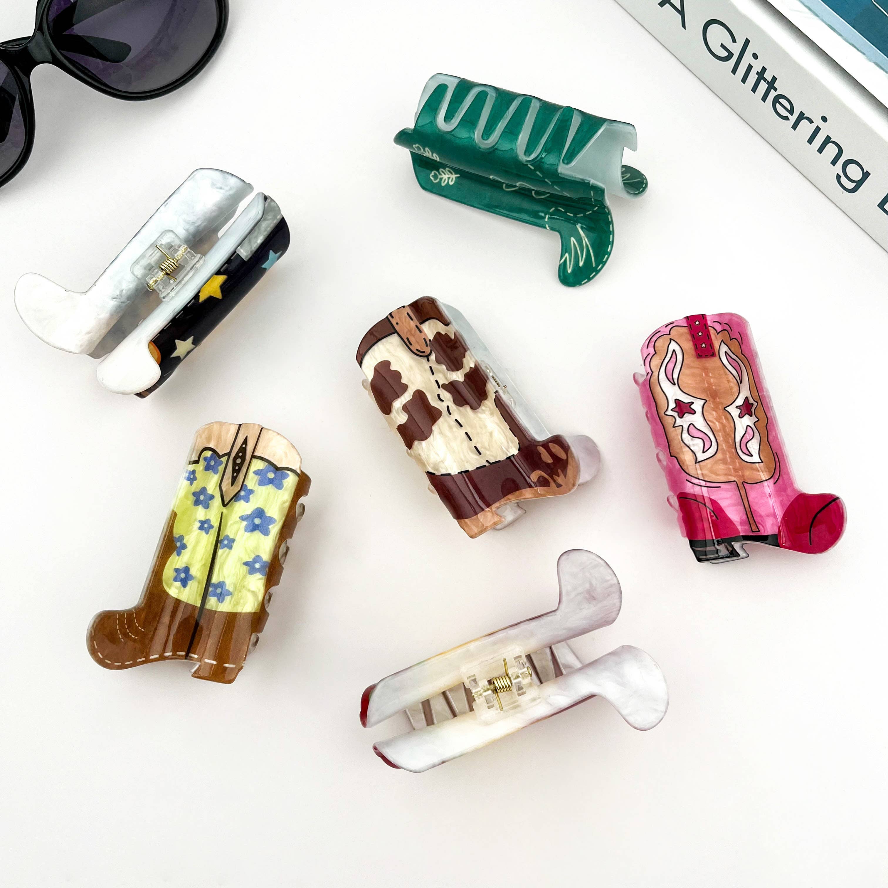 SoapElenGlen - Wholesale Hair Clip - Women's - Cute Cowboy Boot Hair Claw Clip, Sweet & Cool Western Style6