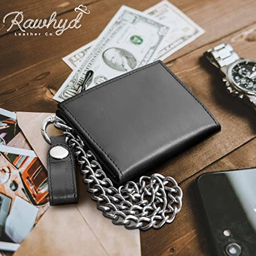RAWHYD Leather Co. - Wholesale Wallet - Men's - RAWHYD - Trifold Chain Wallet - Full Grain Leather - 10.5” x 4.5”