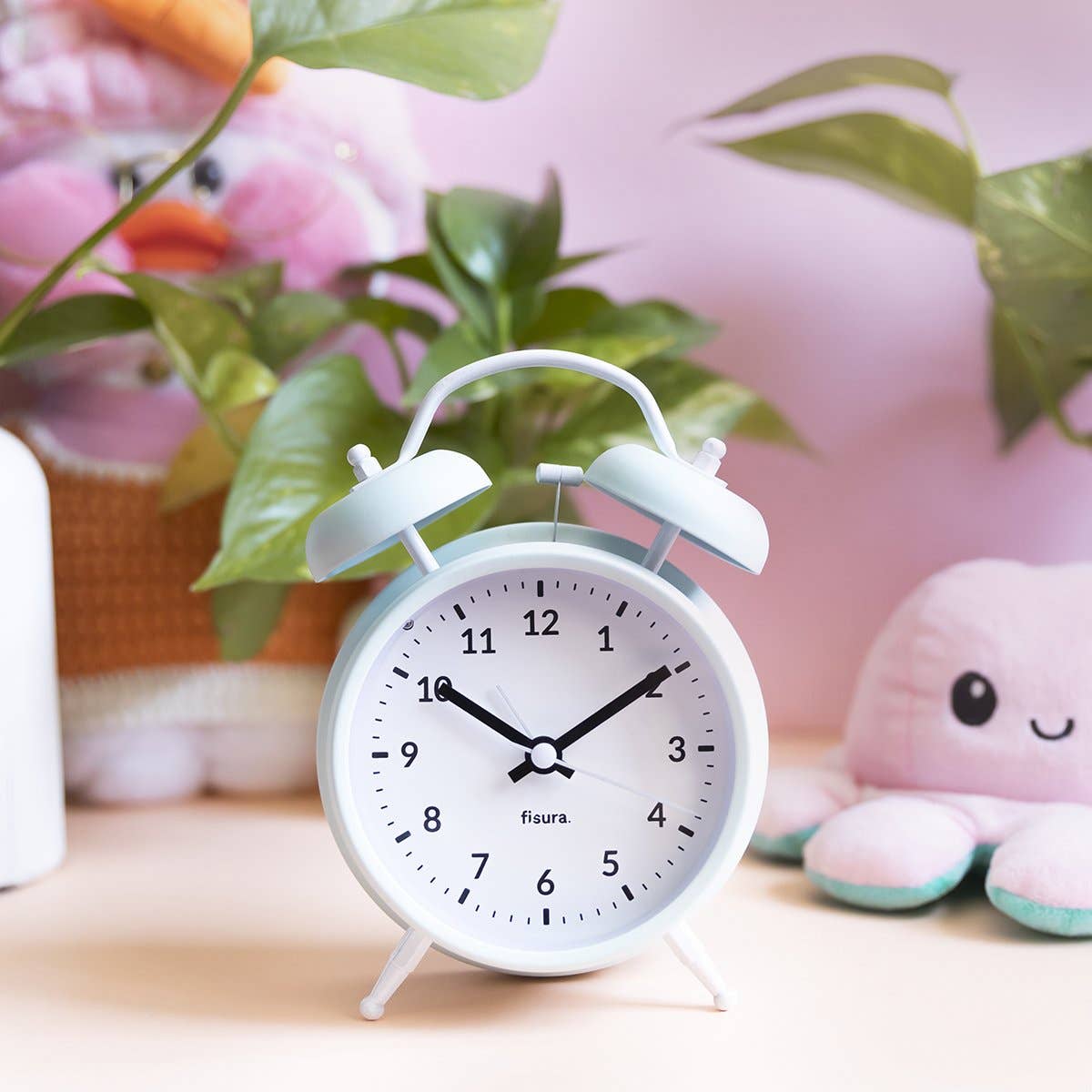 Fisura - Vente Réveil - Réveil rétro menthe et blanc1