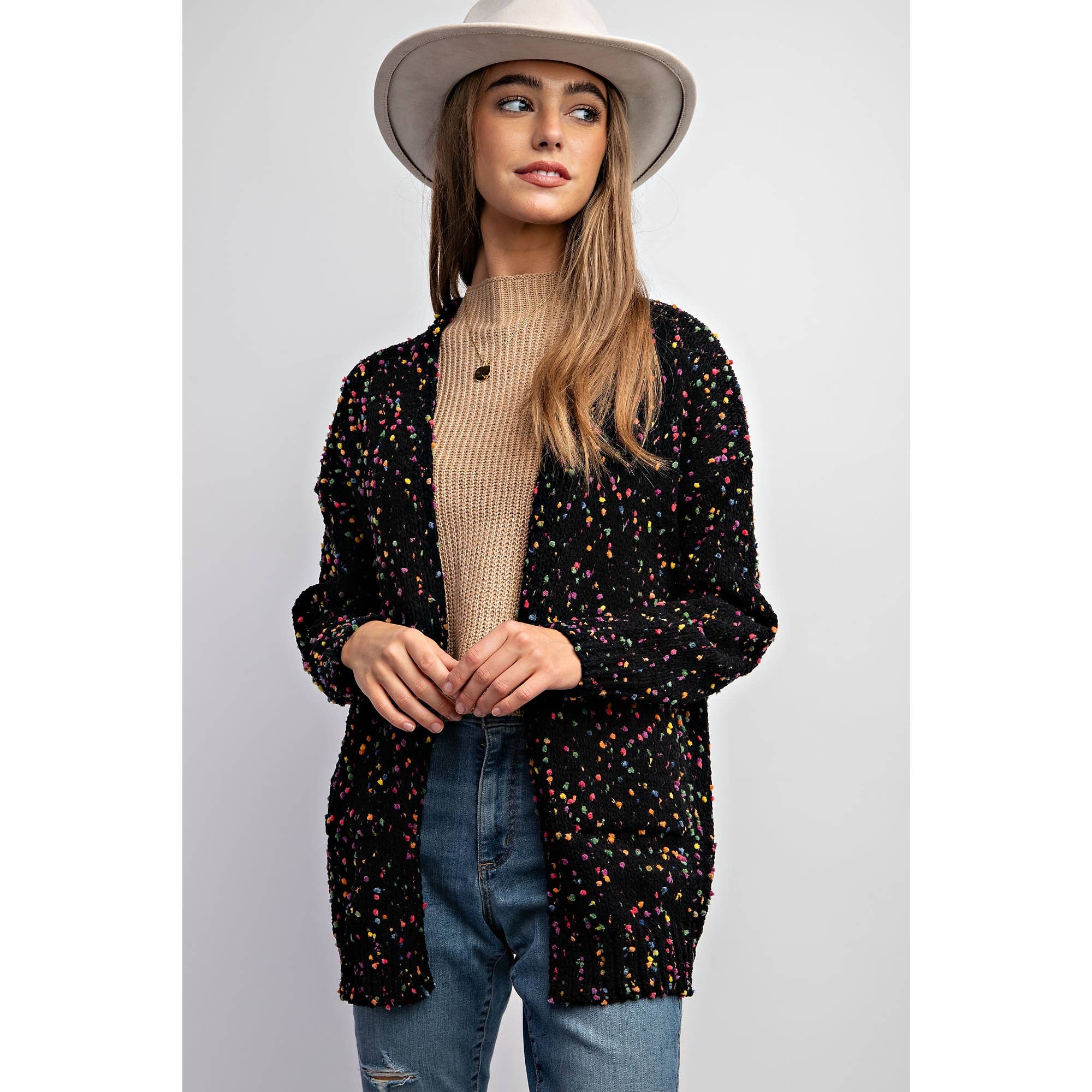 Sweet Generis - Wholesale Cardigan - Women's -  CARDIGAN W RAINBOW POPCORN SPECKLES3