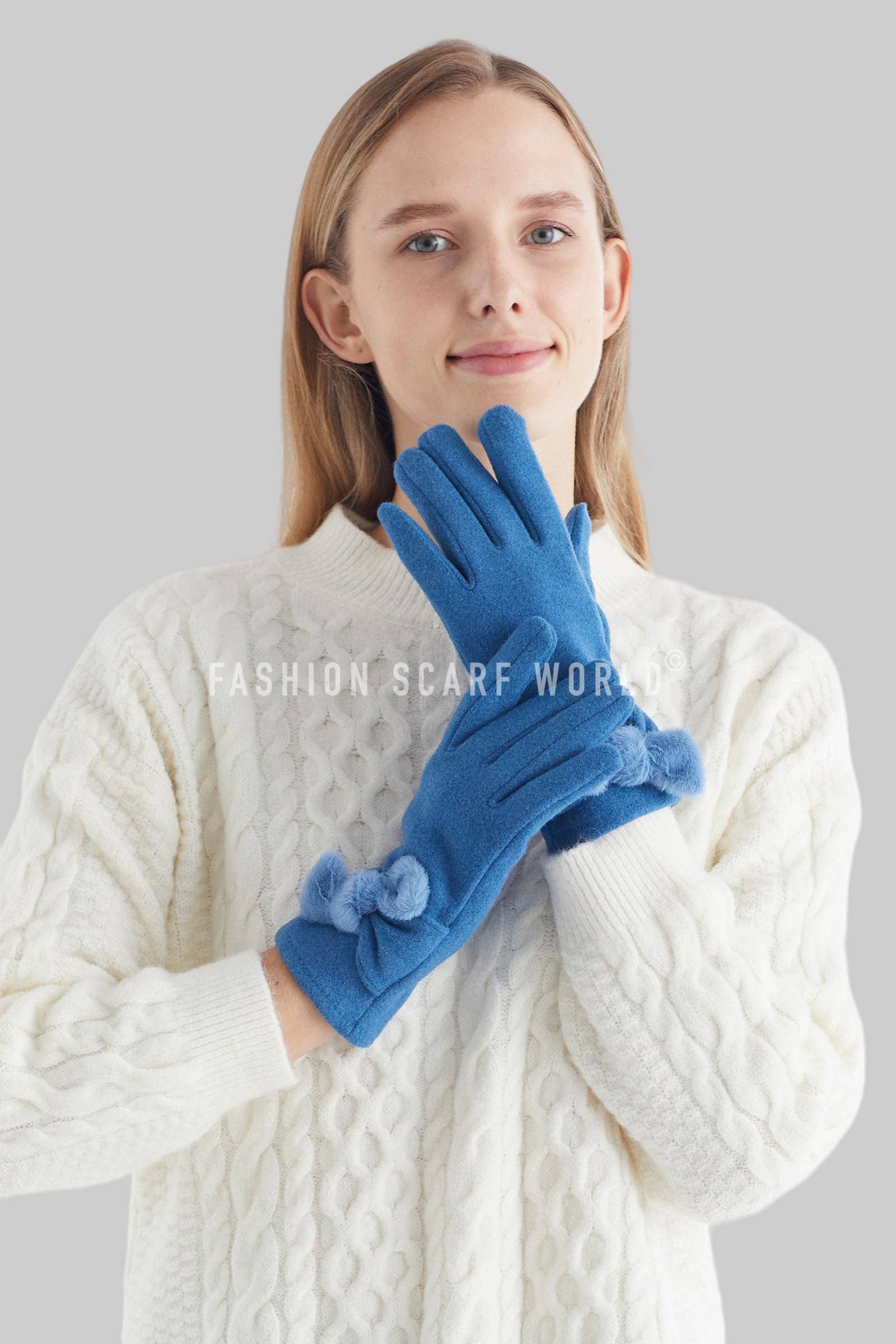 Fashion Scarf World - Wholesale Gloves – Women's - Twist Bow Plain Touchscreen Gloves12