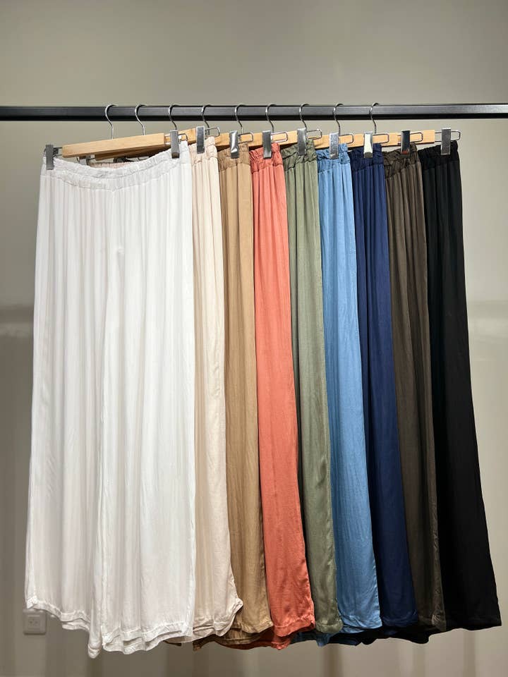 L'Emotion - Wholesale Pants - Women's - Wide Fluid Pants with Elastic Waist 100% Viscose