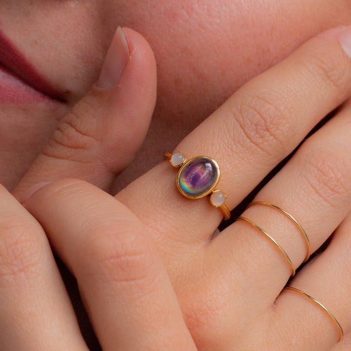 Bejeweled Mood Ring for wholesale by Honeycat Jewelry