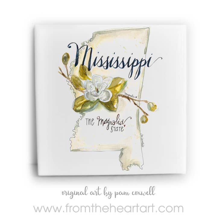 Mississippi Ceramic Tile for wholesale by From The Heart Art