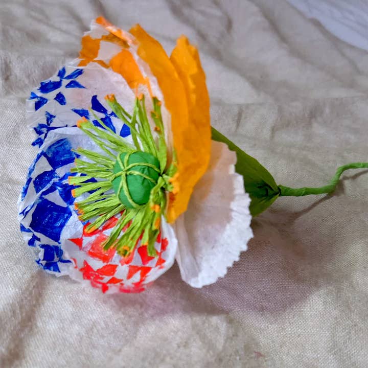 Beautiful Things By Bec - Wholesale Artificial Flowers - Paper Artificial Patterned Quilt Poppies, Colorful Decor,10