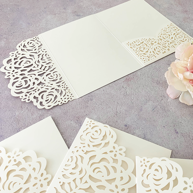 Imaginediy - Wholesale Invitations - Beatrice Laser Cut Pocket Invitation in Pearlised Ivory2
