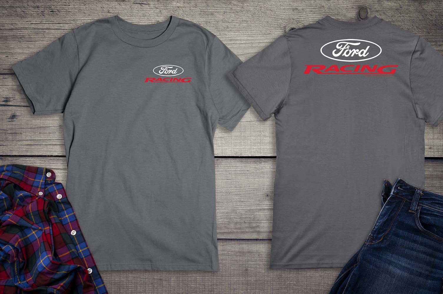 Artopia - Wholesale Screen Printed T-Shirt - Unisex - Ford Racing Logo With Crest T-Shirt8