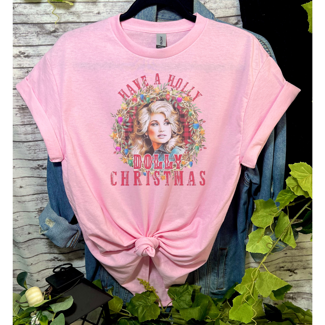 Duck Creations Wholesale - Wholesale Screen Printed T-Shirt - Women's - Have Holly Dolly Christmas T-shirt1