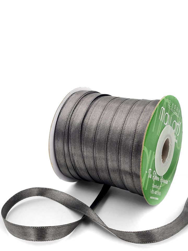 Ruban en satin double face lustré d'environ 3/8 po, gris orage pour la vente par May Arts Ribbon