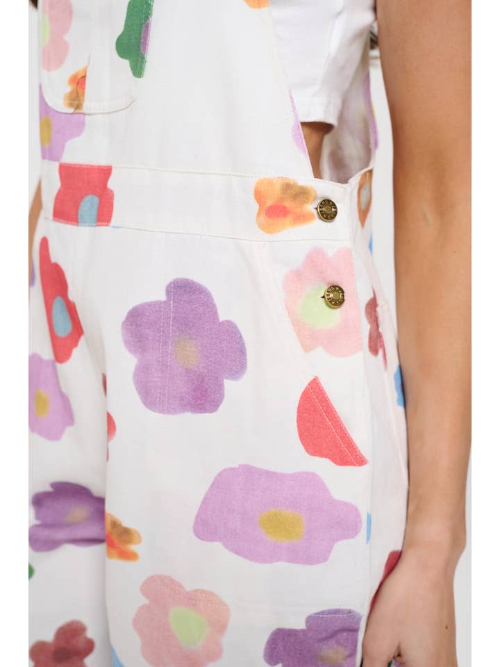 SM WARDROBE – wholesale Overaller - Dam – WATERCOLORF BLOMMIGT TRYCK VITA OVERALLER