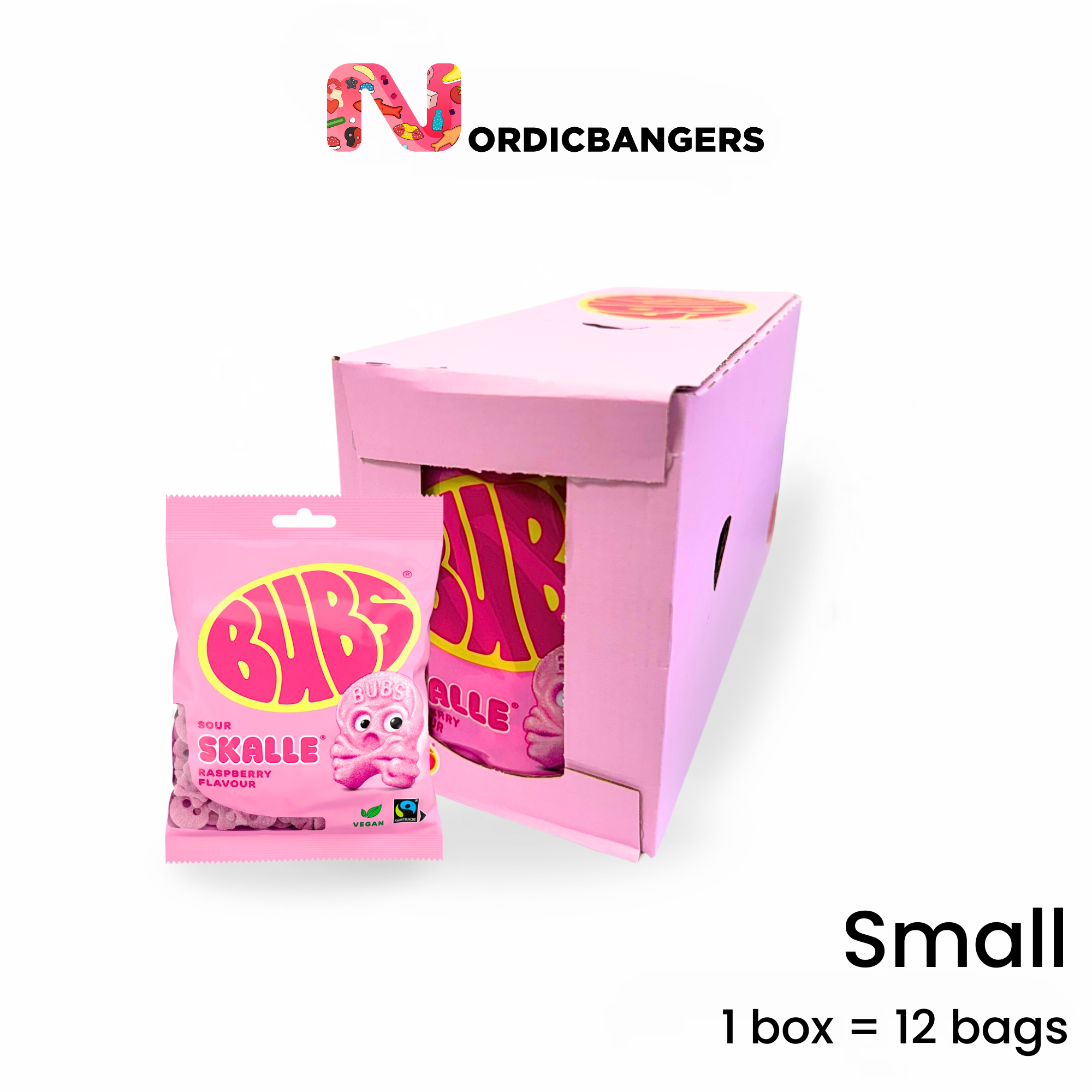 Nordicbangers - Swedish Candy Supply – wholesale Gelégodis – Bubs Cool Raspberry Skull Foam – 90g Swedish Vegan Candy0