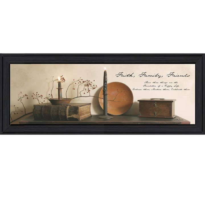 Art mural encadré « Foi, famille et amis » par Billy Jacobs pour la vente par Trendy Decor 4U