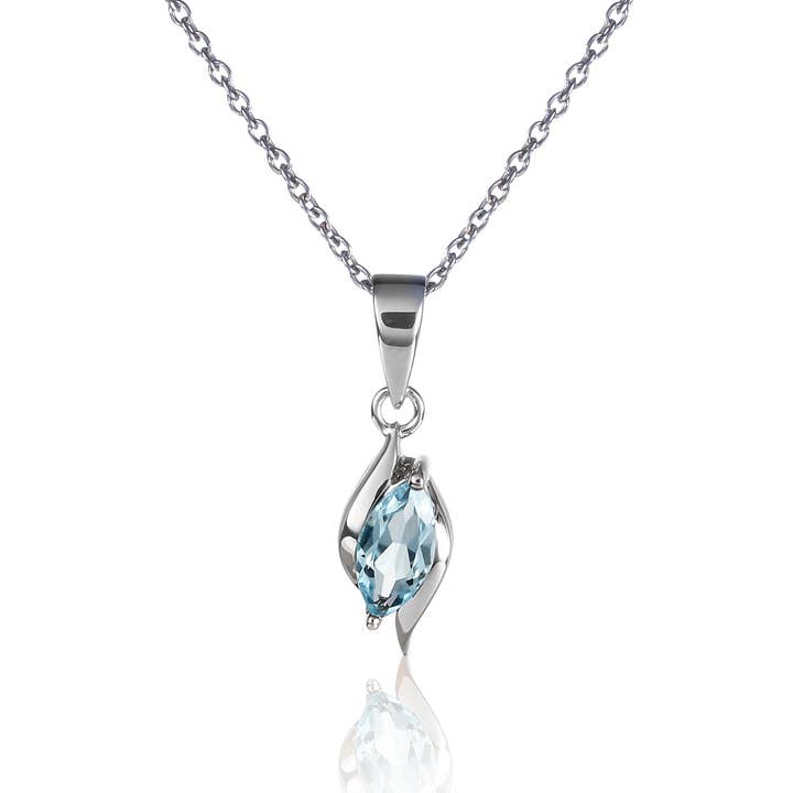 925 Sterling Silver Blue Topaz Marquise Pendant Necklace for wholesale by Namana