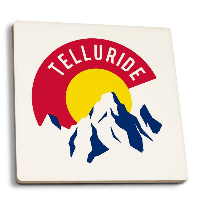 CERAMIC COASTER Telluride, Colorado, C & Mountains for wholesale by Lantern Press