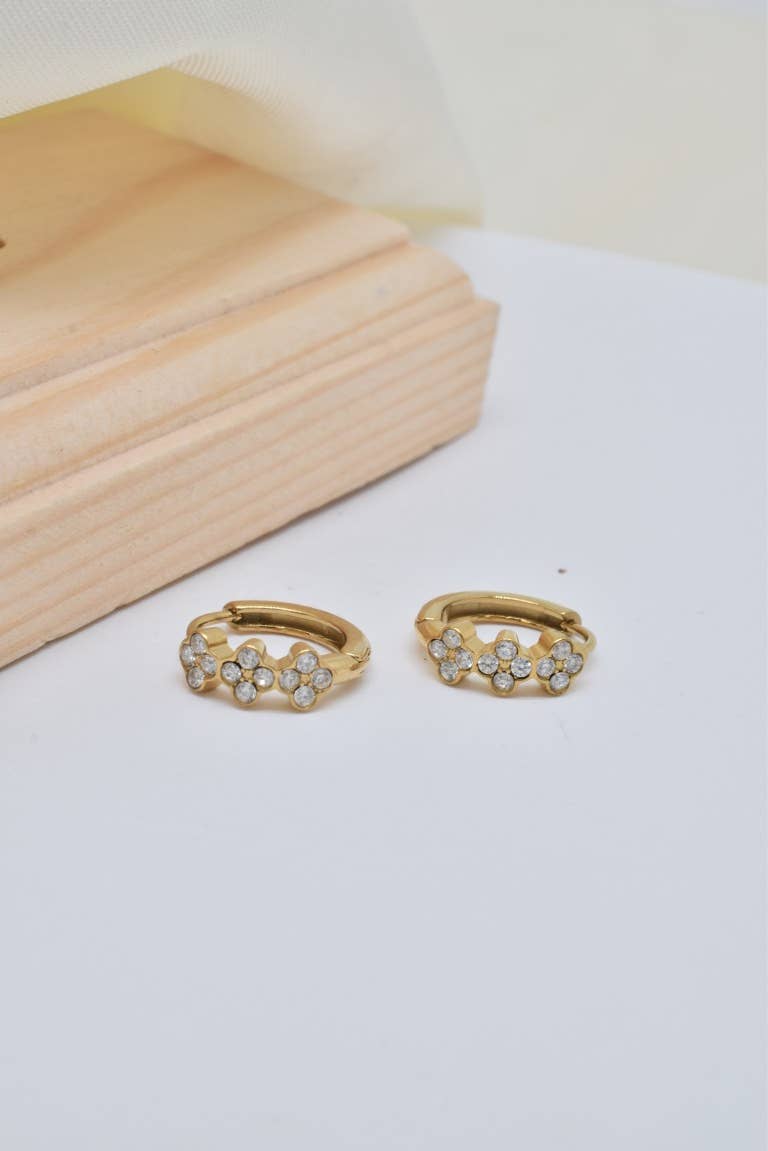 Kapyco - Wholesale Hoop Earrings - Mini Creole Rhinestone in Stainless Steel - BO1004154