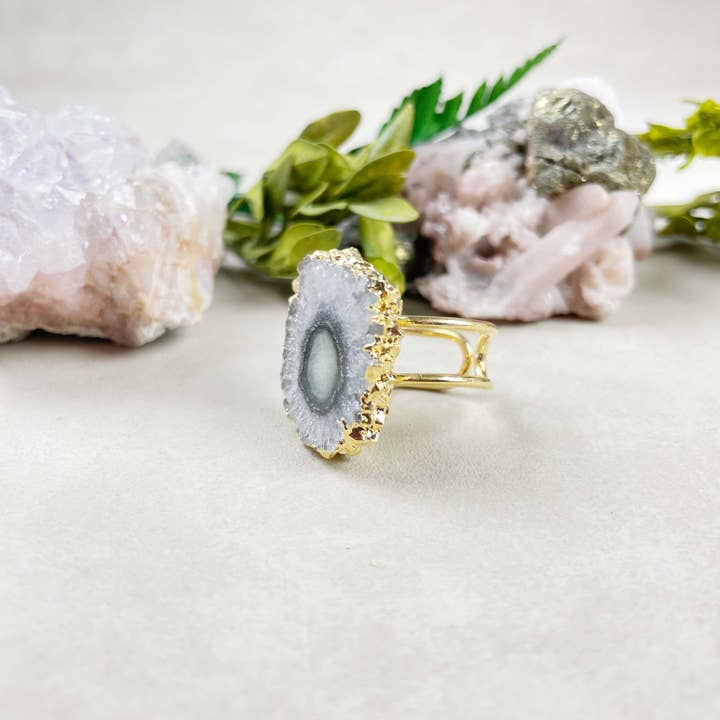 Ewelina Pas Jewelry - Wholesale Cocktail/Statement Ring - Gold Amethyst Stalactite Statement Ring22
