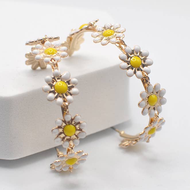 Brincos de Argola Epoxi Floral Esmalte Color por atacado de StarryNYC