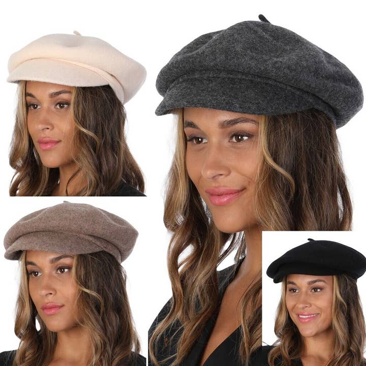 Casquettes gavroche en laine 100 % pour femme - Accessoire mode pour la vente par Stylex Party
