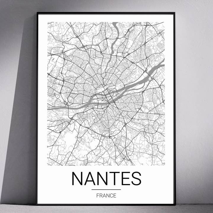 Affiche plan de ville France - Nantes pour la vente par DLF creation